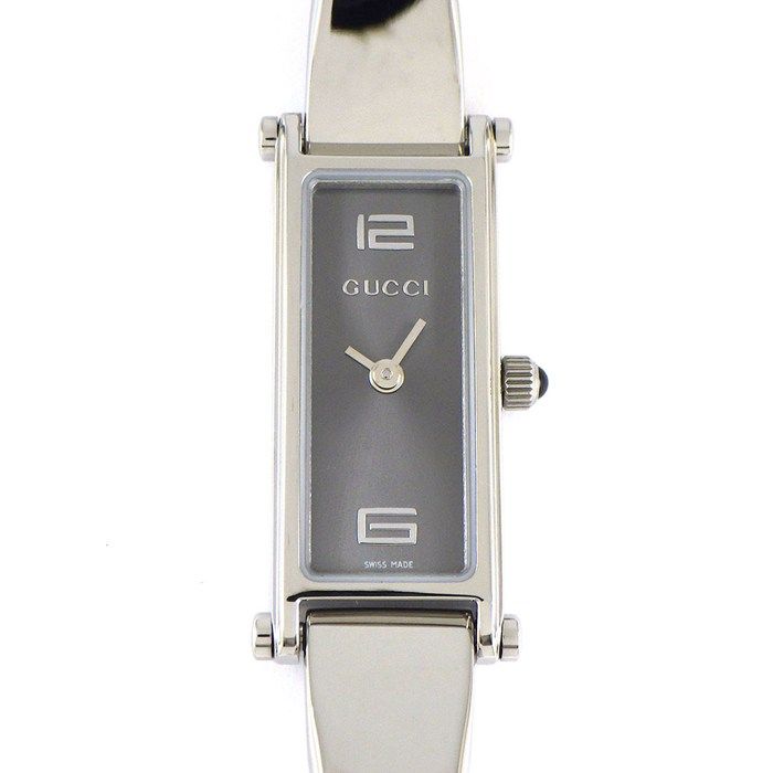 グッチ GUCCI 腕時計 バングルウォッチ 1500L ホースビット レクタンギュラー サンレイ グレー文字盤 SS クオーツアナログ