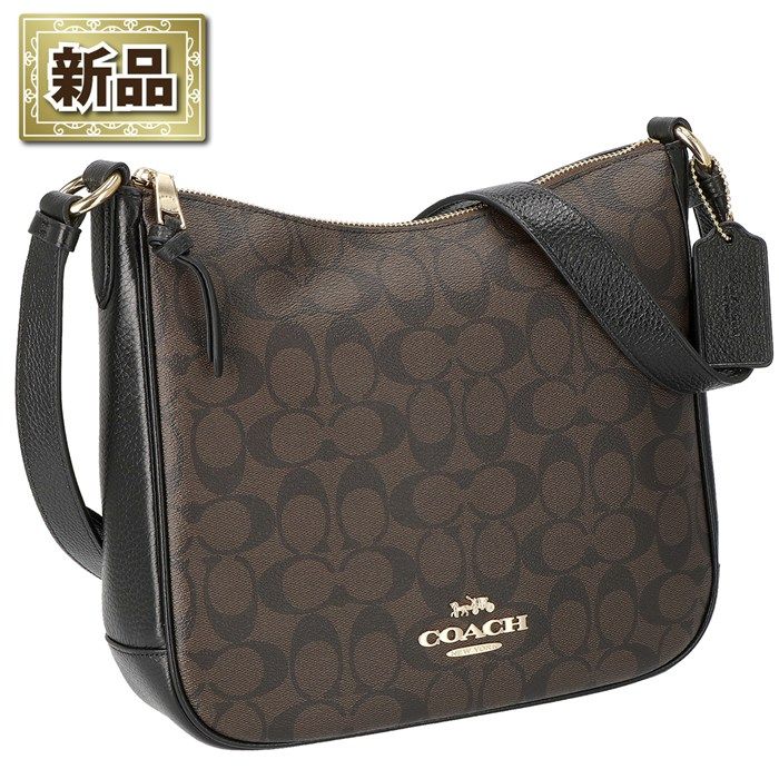 コーチ COACH ショルダーバッグ エリー ファイル C1649 IMAA8 ブラウン ブラック シグネチャー コーテッド キャンバス リファインド ペブル レザー ゴールド金具