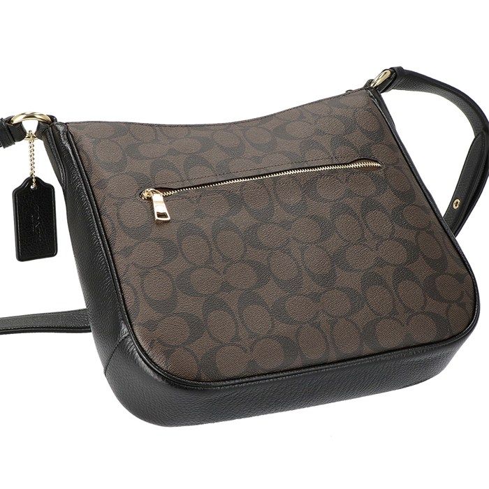 コーチ COACH ショルダーバッグ エリー ファイル C1649 IMAA8 ブラウン ブラック シグネチャー コーテッド キャンバス リファインド ペブル レザー ゴールド金具