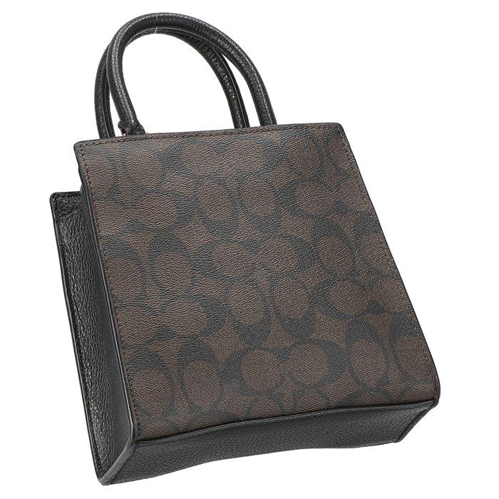 コーチ COACH ショルダーバッグ シグネチャー ミニペッパー クロスボディ C7228 IMAA8 ブラウン ブラック キャンバスレザー ゴールド金具