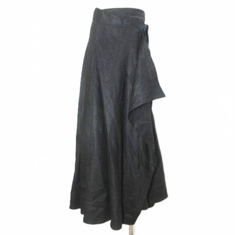 カオス CHAOS リネンヘリンボーンラップスカート CH205011ER ロング フリーサイズ 黒 ブラック X
