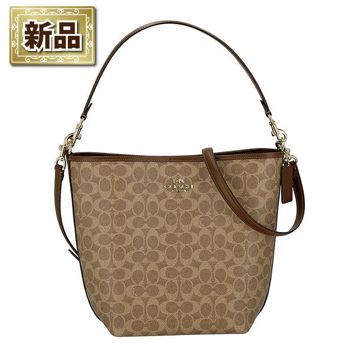 コーチ COACH ショルダー ハンドバッグ シティ ラージ バケットバッグ CT802 IMXHE 2025 SS タン シグネチャーキャンバス ブラウン レザー