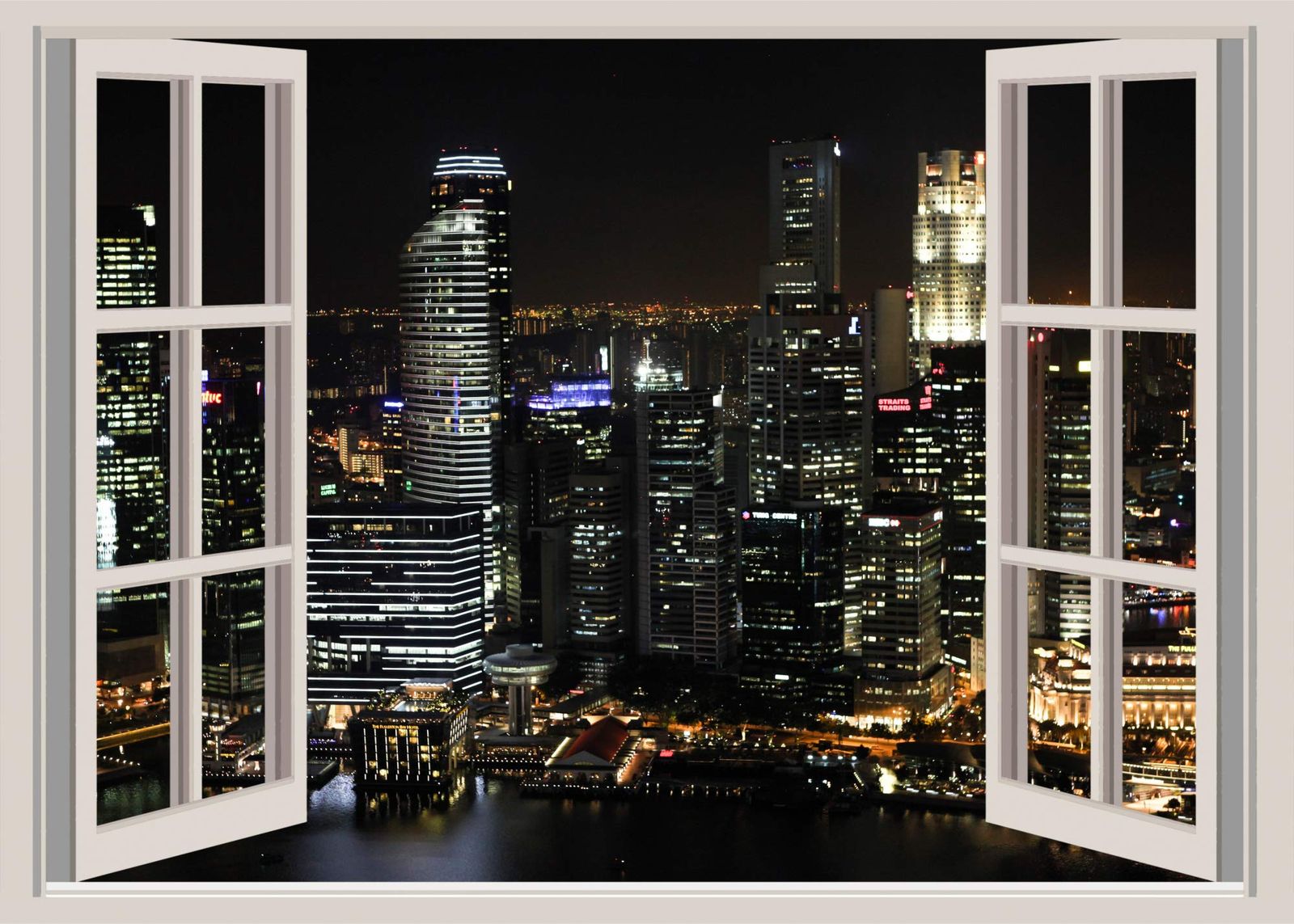 ND 夜景 タペストリー 絶景 風景 摩天楼 大判 大きい 部屋 飾り 飾り付け 窓 景色 テレワーク リモート ワーク, image size:1600x1143