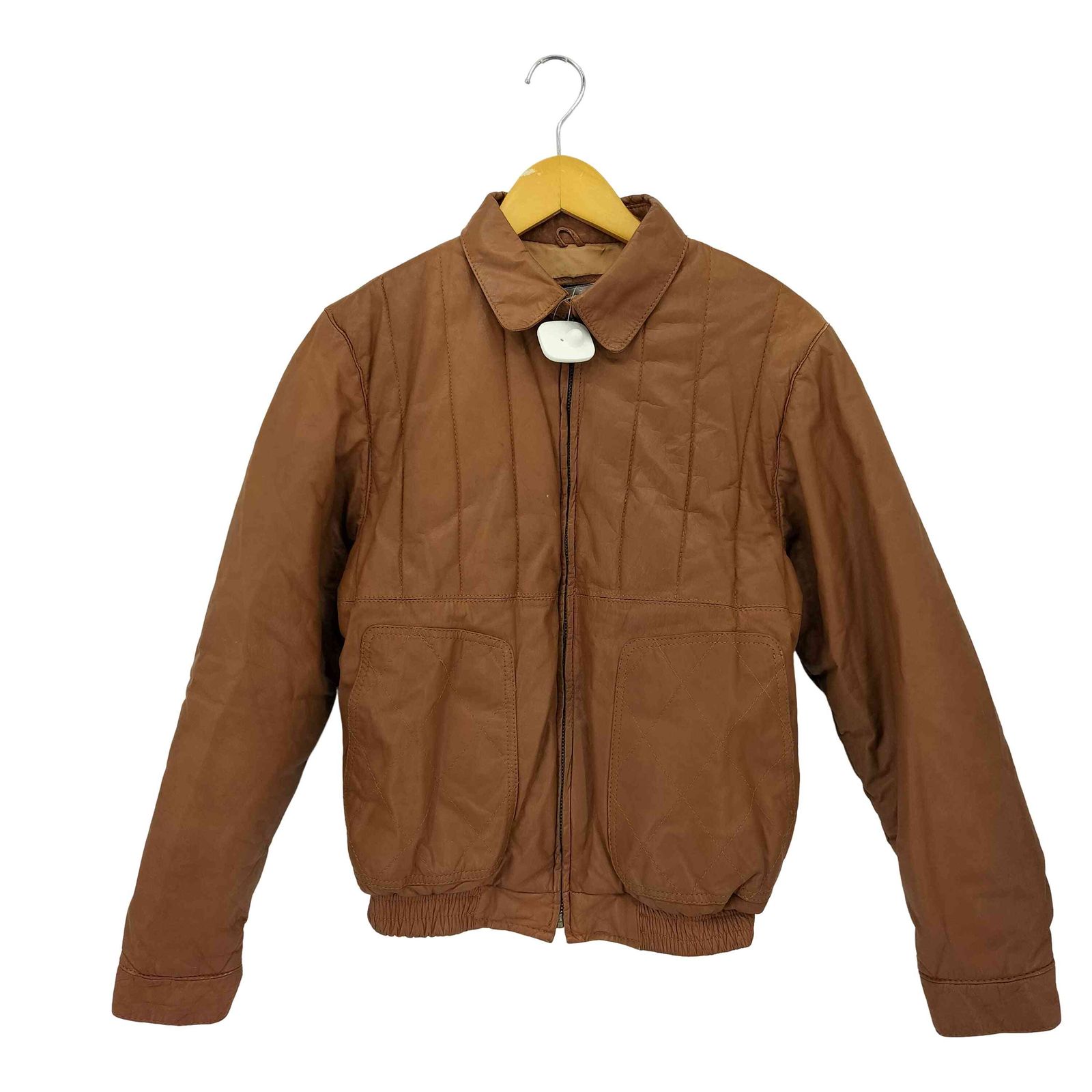 ユーズドフルギ 古着 EXCELLENCE DESIGN COW カウレザー ジップアップ リブジャケット レディース L