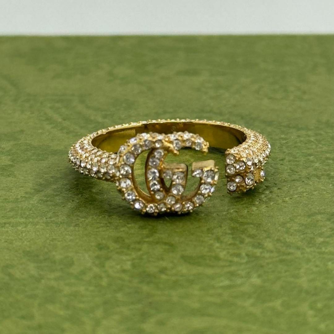 【美品】GUCCI ダブルG キー リング クリスタル ストーン 鍵 ゴールド 820826_J1D4T_8751_009_100_0000