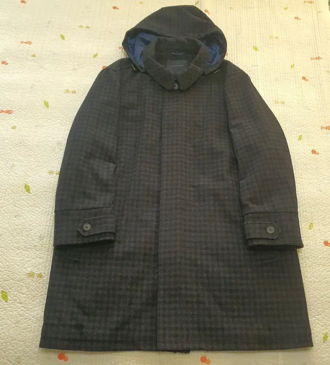 トミーヒルフィガー メンズ CHECK ウール ロングコート XL