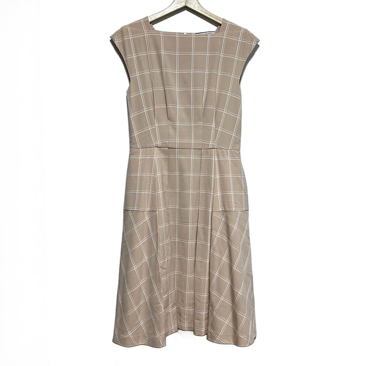 FOXEY NEW YORK フォクシーニューヨーク ワンピース サイズ40 M レディース - 36096 ベージュ×白 ノースリーブ ロング チェック柄