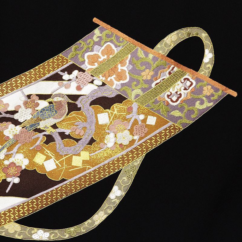  記念感謝祭 仕立無料 工芸美術総手刺繍特撰黒留袖 玲宝四季花鶴几帳熨斗図 多種総手刺繍 黒留袖 着物