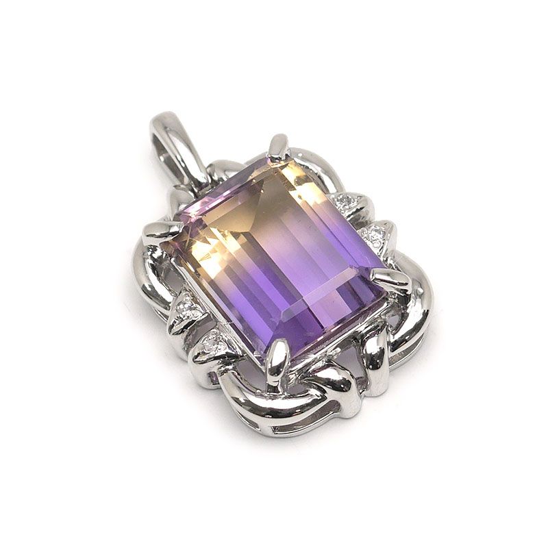 アメトリンペンダントトップ PT900 クォーツ5.33ct ダイヤ0.03ct