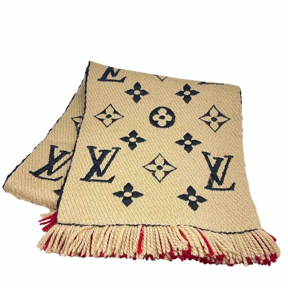 Louis Vuitton エシャルプ ロゴマニア デュオ ウール シルク マフラー M 73886 ベージュ レッド ブラウン 茶 赤 レディース メンズ ユニセックス 女性用 男性用 ブランドギャラリー