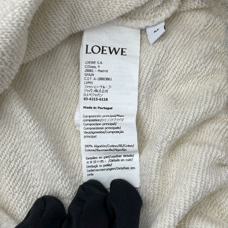 ロエベ LOEWE アナグラムレザーロゴプルオーバーパーカー グレー コットン レディース パーカー その他 ベビー キッズ