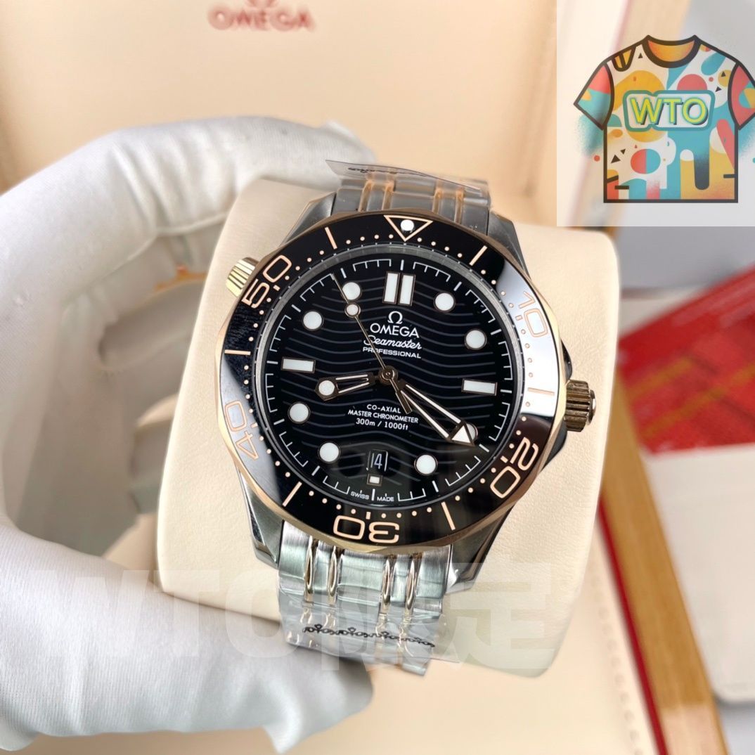 WTO通販 Omega オメガ シーマスター300 波状凹みセラミック文字盤とセラミックベゼルが完璧に融合 WTO輸入 GJG 94