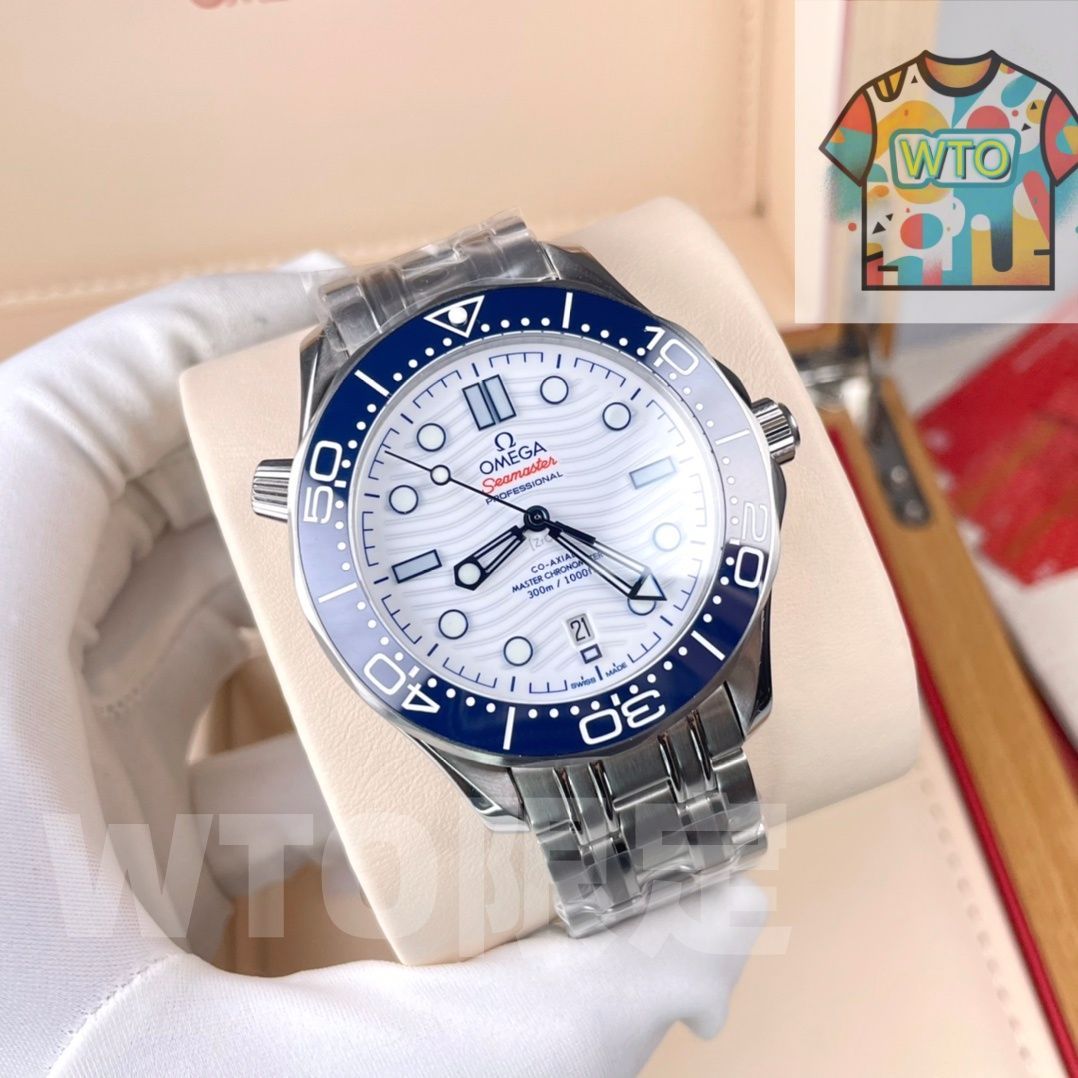 WTO通販 Omega オメガ シーマスター300 波状凹みセラミック文字盤とセラミックベゼルが完璧に融合 WTO輸入 MVQ 57