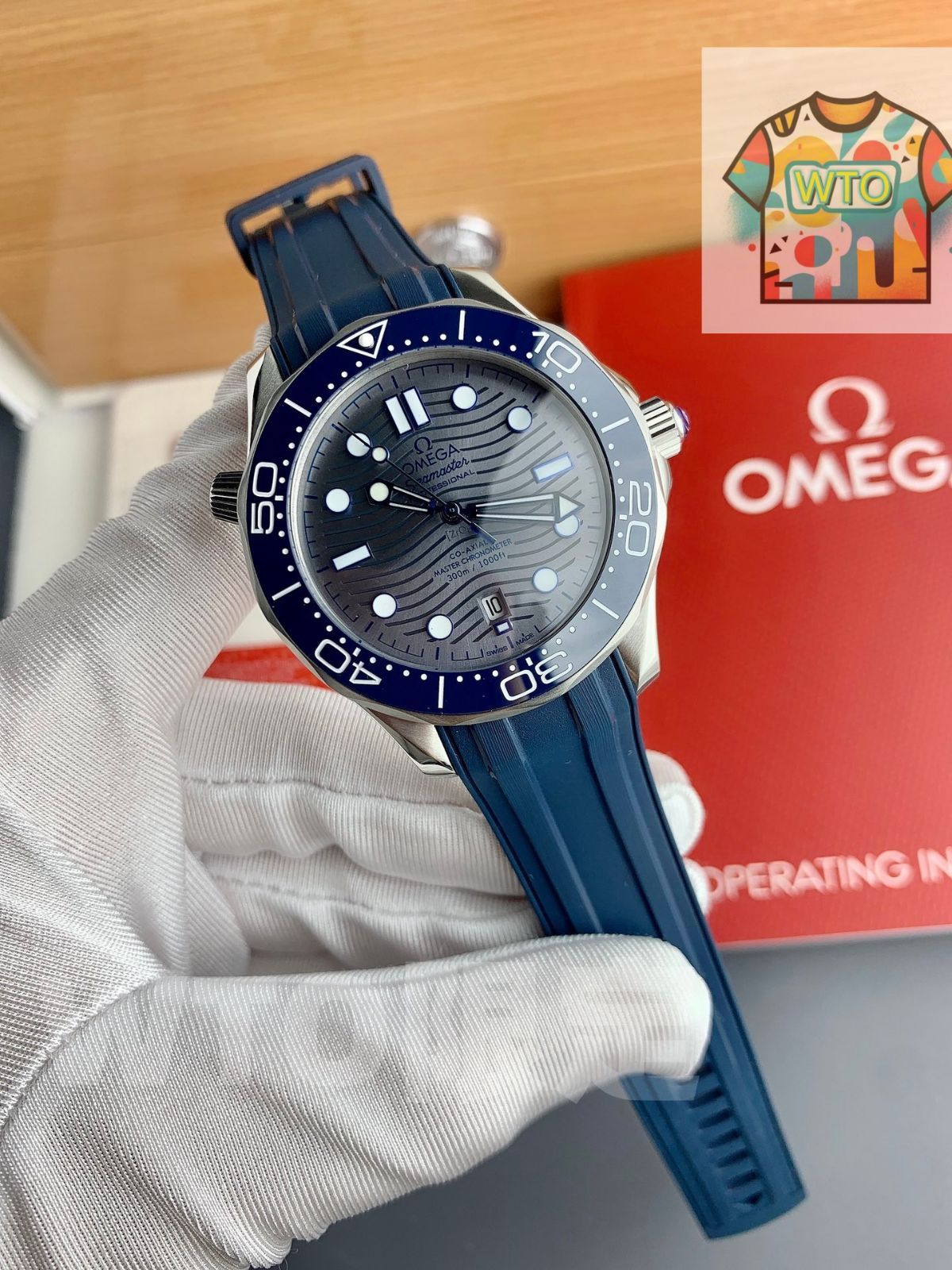 WTO通販 OMEGA オメガ シーマスター300 新しいフッ素ゴムバンド 質感に優れ柔らかい WTO輸入 VQB 84