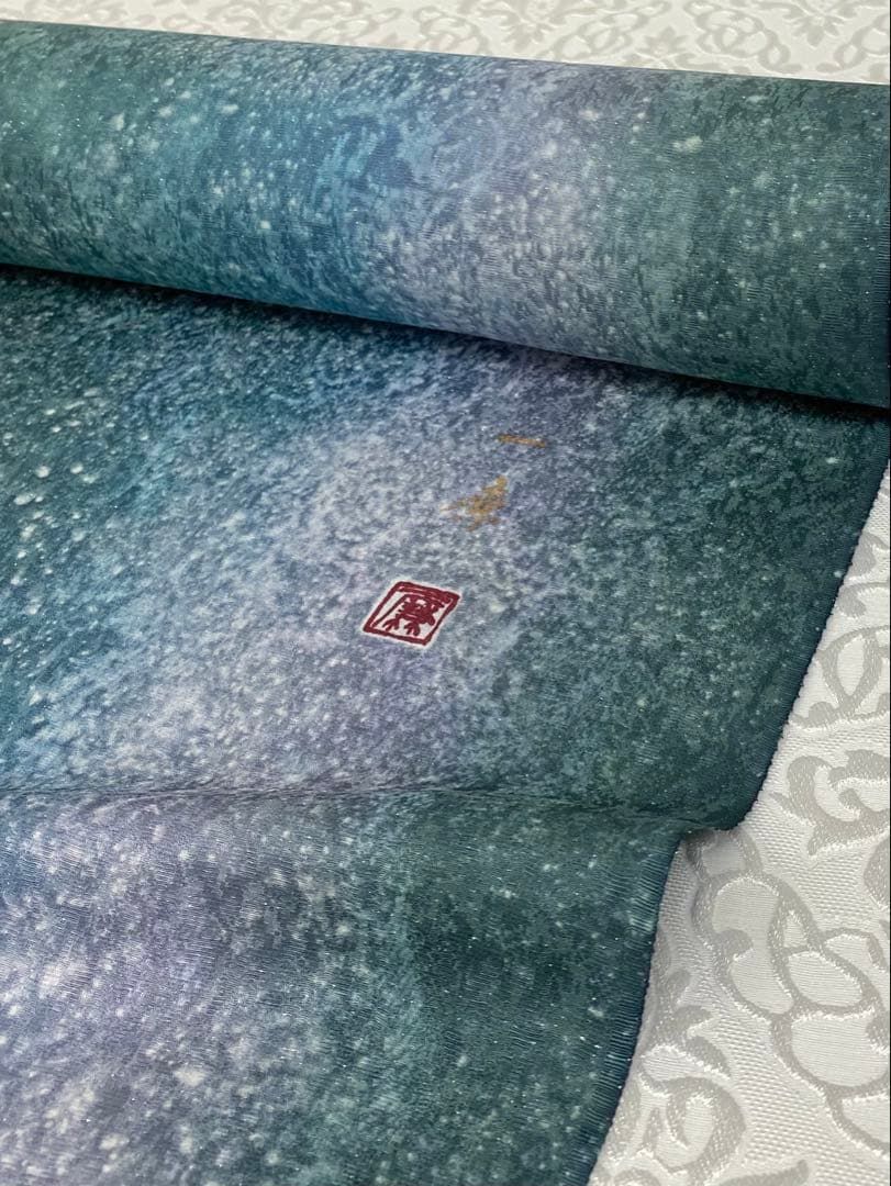 特選 吉野一廉×モネ 睡蓮 銀通し 小紋 反物 正絹 着尺 落款入 作家物 特選 吉野一廉×モネ 睡蓮 銀通し 小紋 反物 正絹 着尺 落款入 作家