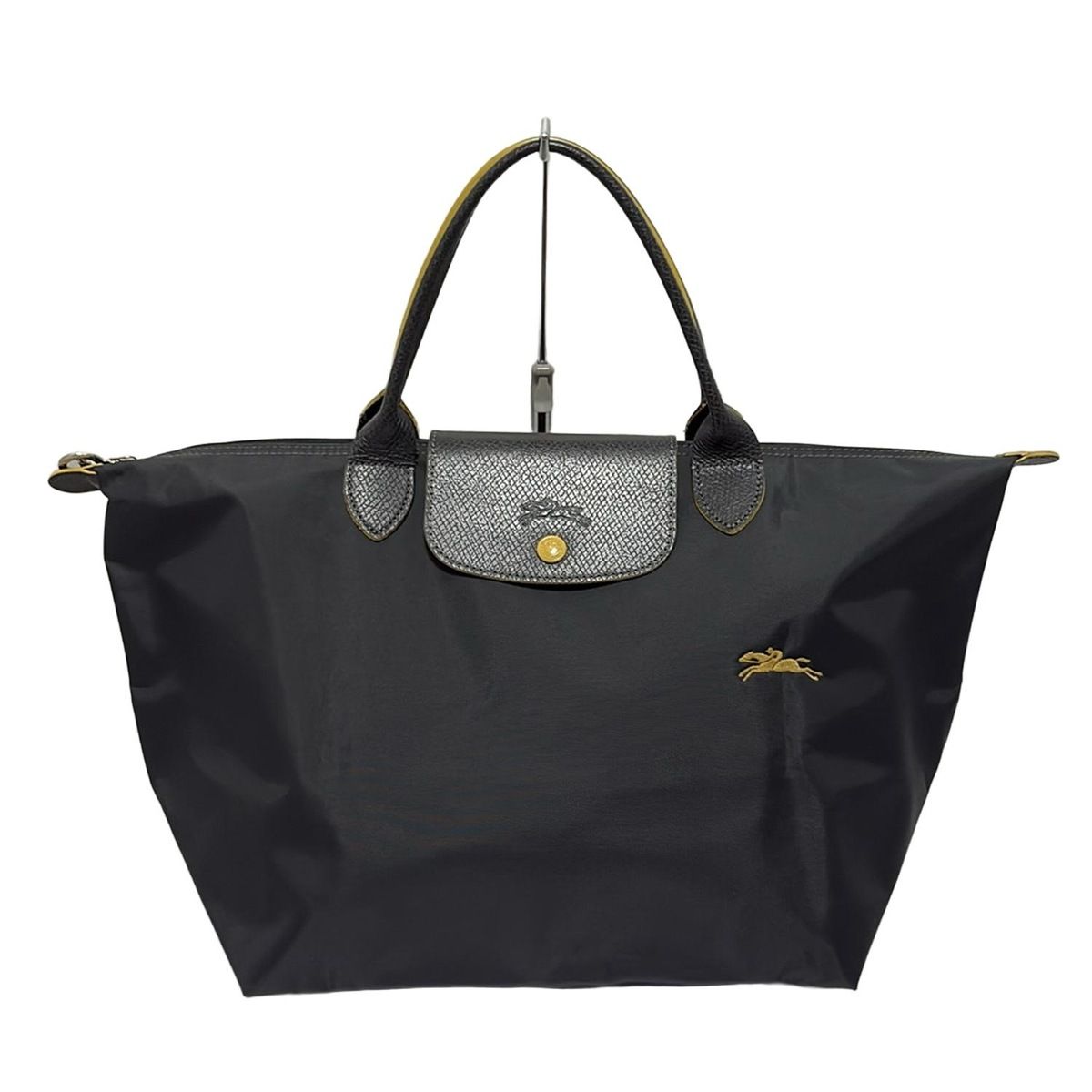 LONGCHAMP ロンシャン ハンドバッグ ル プリアージュクラブ ダークグレー×ダークイエロー 折りたたみ レザー