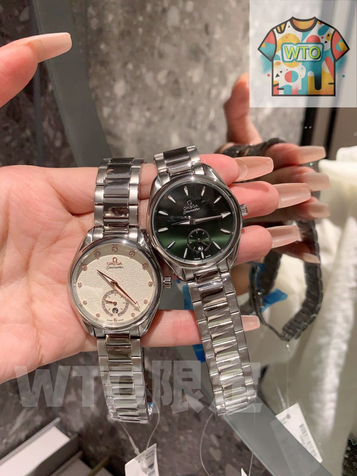 今日 Omega オメガ シーマスターAT150新モデル オリーブポイントカットの時間目盛りを特徴とする