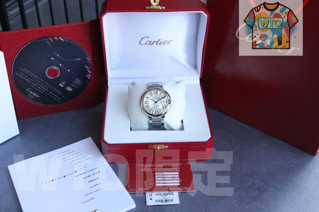 今日 CARTIER カルティエ バロンブルー 自動機械 316 ステンレススチールケース イタリア製黒革バンド
