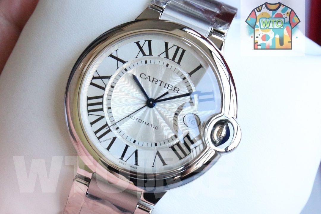 ステンレススチールケース イタリア製黒革バンド