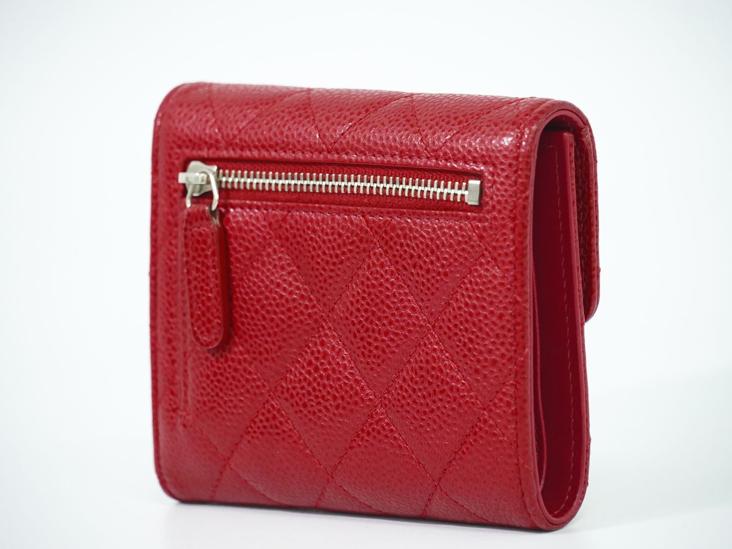 シャネル CHANEL ココマーク マトラッセ 二つ折り 折財布 コンパクトウォレット キャビアスキン レザー レッド 財布 ウォレット フォロー割