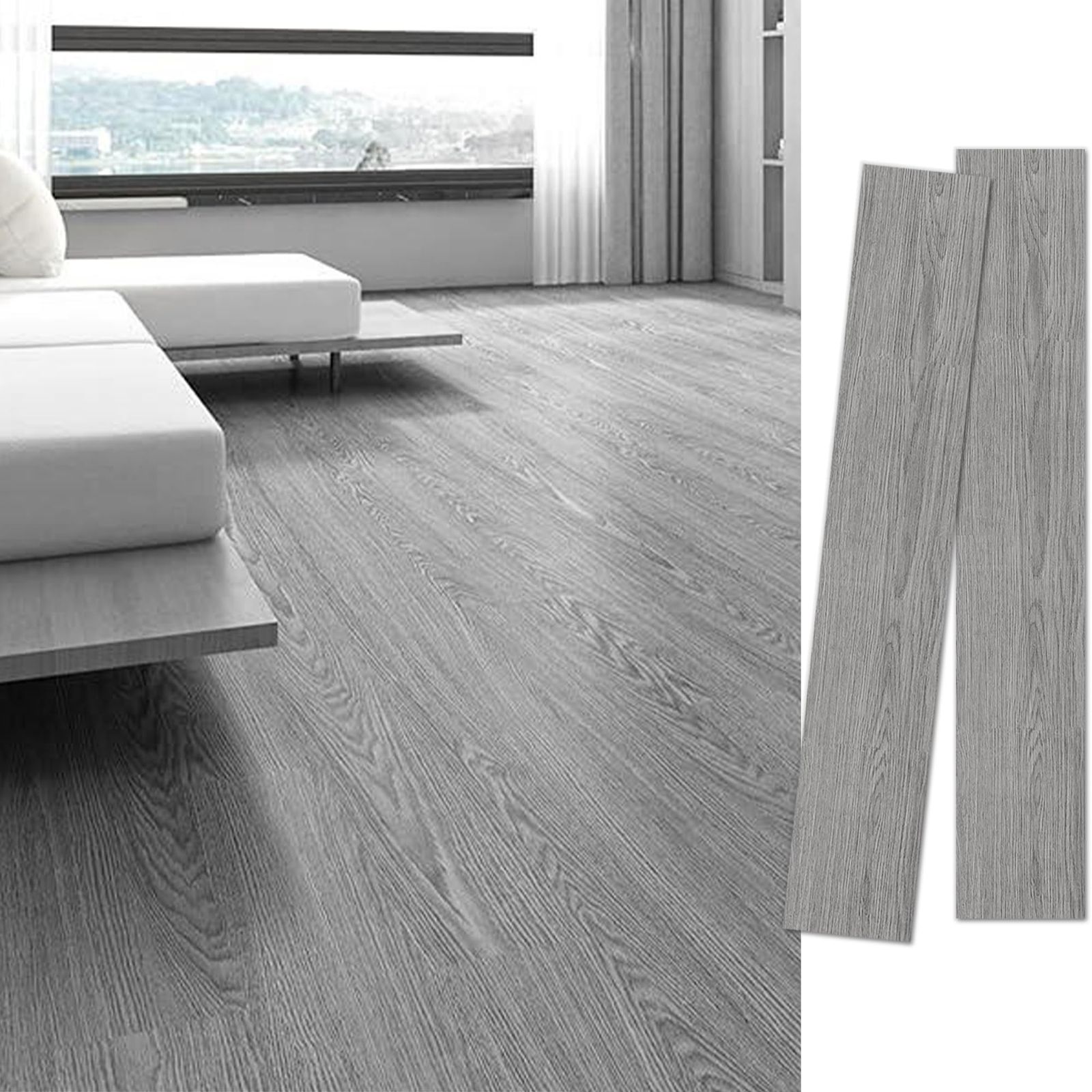 フロアタイル 置くだけ 木目 貼るだけ 約6畳 12畳 入り フローリング マット クッションフロア 床 タイル 接着剤不要 OK 賃貸ok 防水 床材 ピタフィー フロアリングタイル 914 4 152 mm 約5 8畳分 グ 床材 内装 DIY 工具