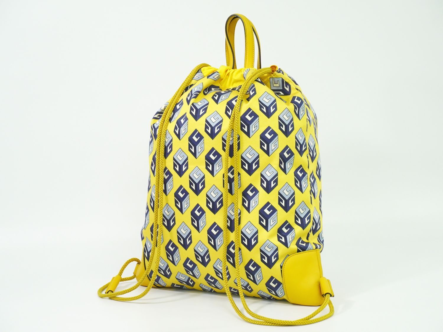 本物 グッチ GUCCI ドローストリング キューブ ナップサック リュックサック キャンバス イエロー ブルー 473872 バッグ フォロー割
