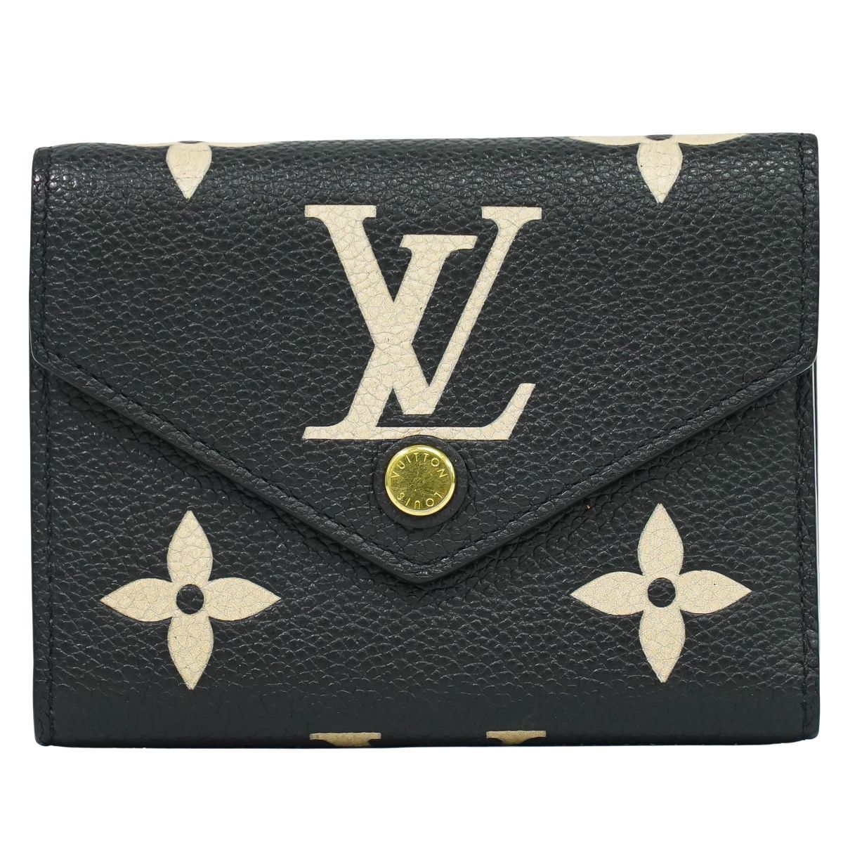 本物 ルイヴィトン LOUIS VUITTON LV ポルトフォイユ ヴィクトリーヌ モノグラム アンプラントレザー ブラック 折財布 M80968 ビトン 財布 ウォレット フォロー割