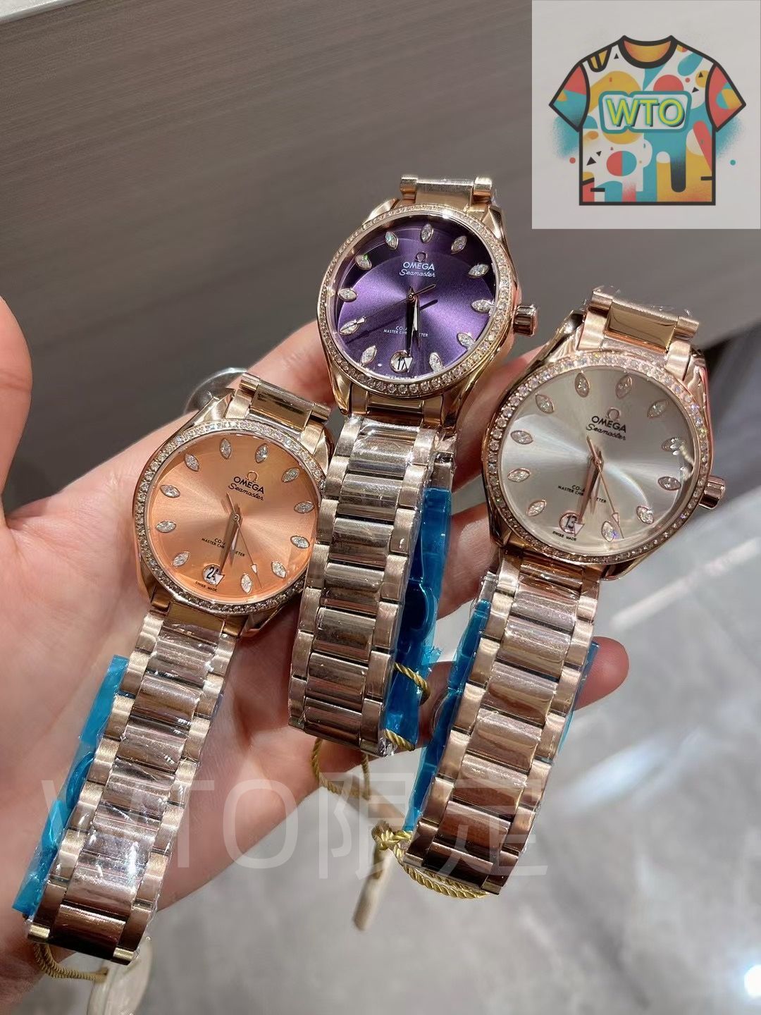 今日 OMEGA オメガ シーマスター パール貝母盤 ゴールド調腕時計-WTO輸入2