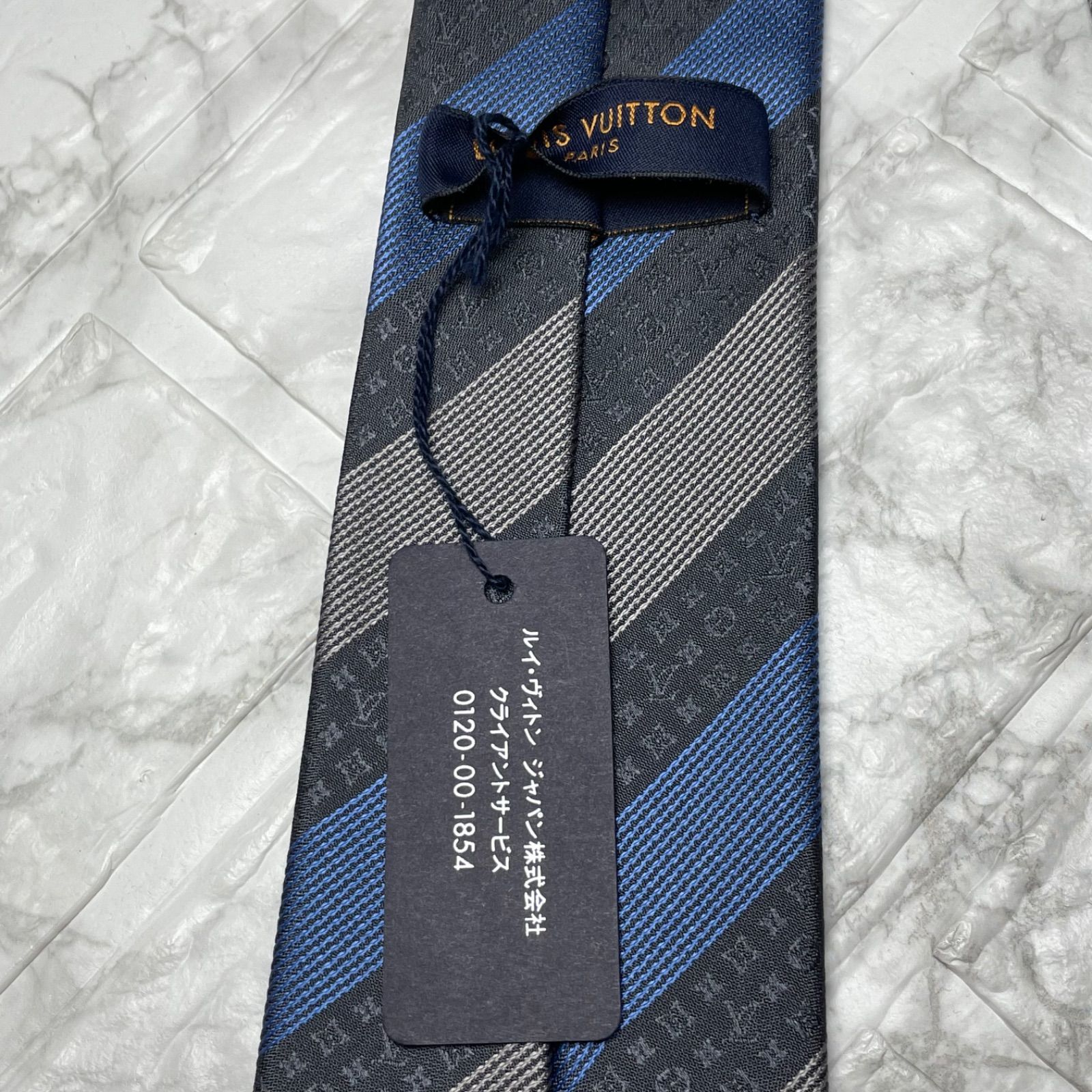 ルイヴィトン LOUIS VUITTON ネクタイ 現行タグ モノグラム ストライプ