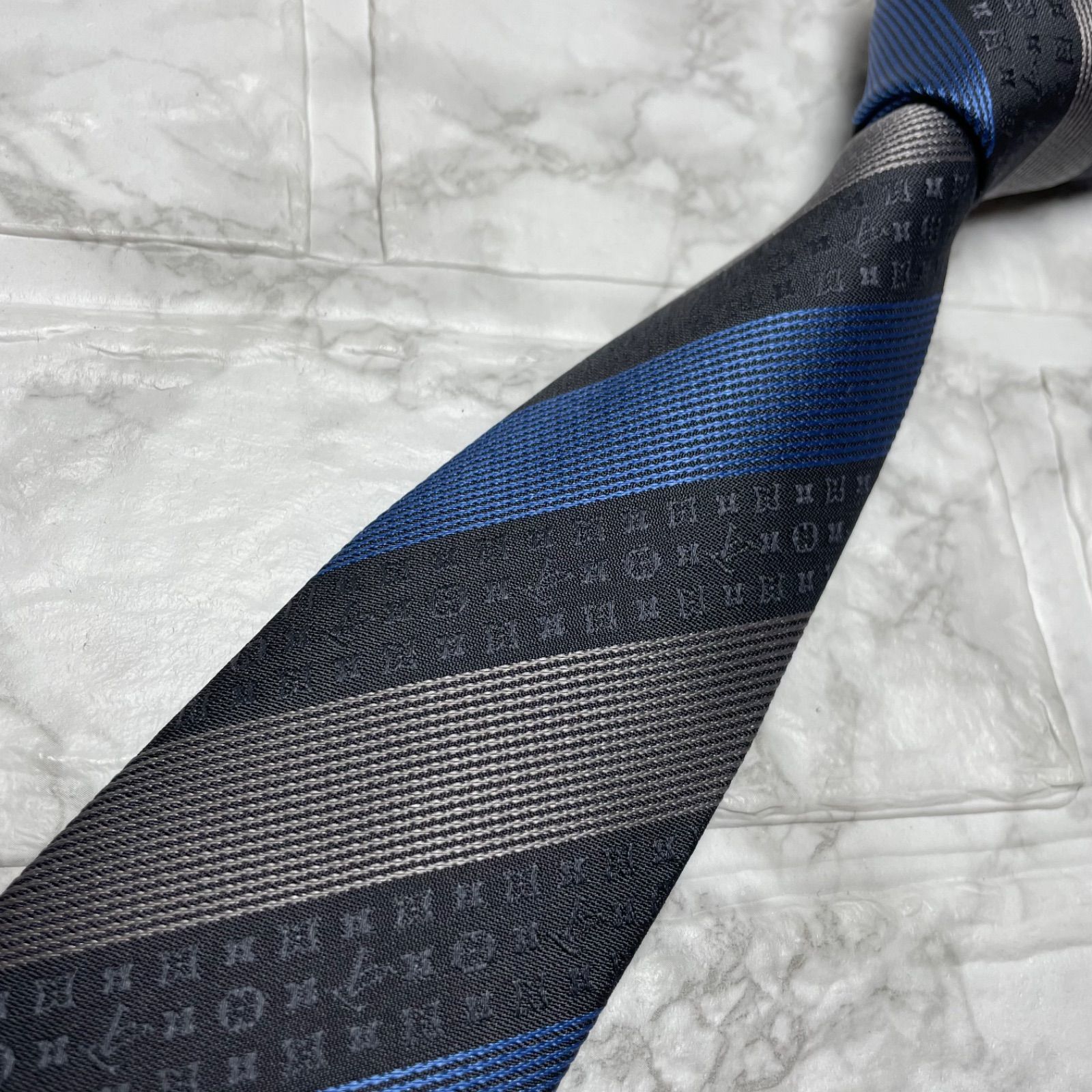 ルイヴィトン LOUIS VUITTON ネクタイ 現行タグ モノグラム ストライプ