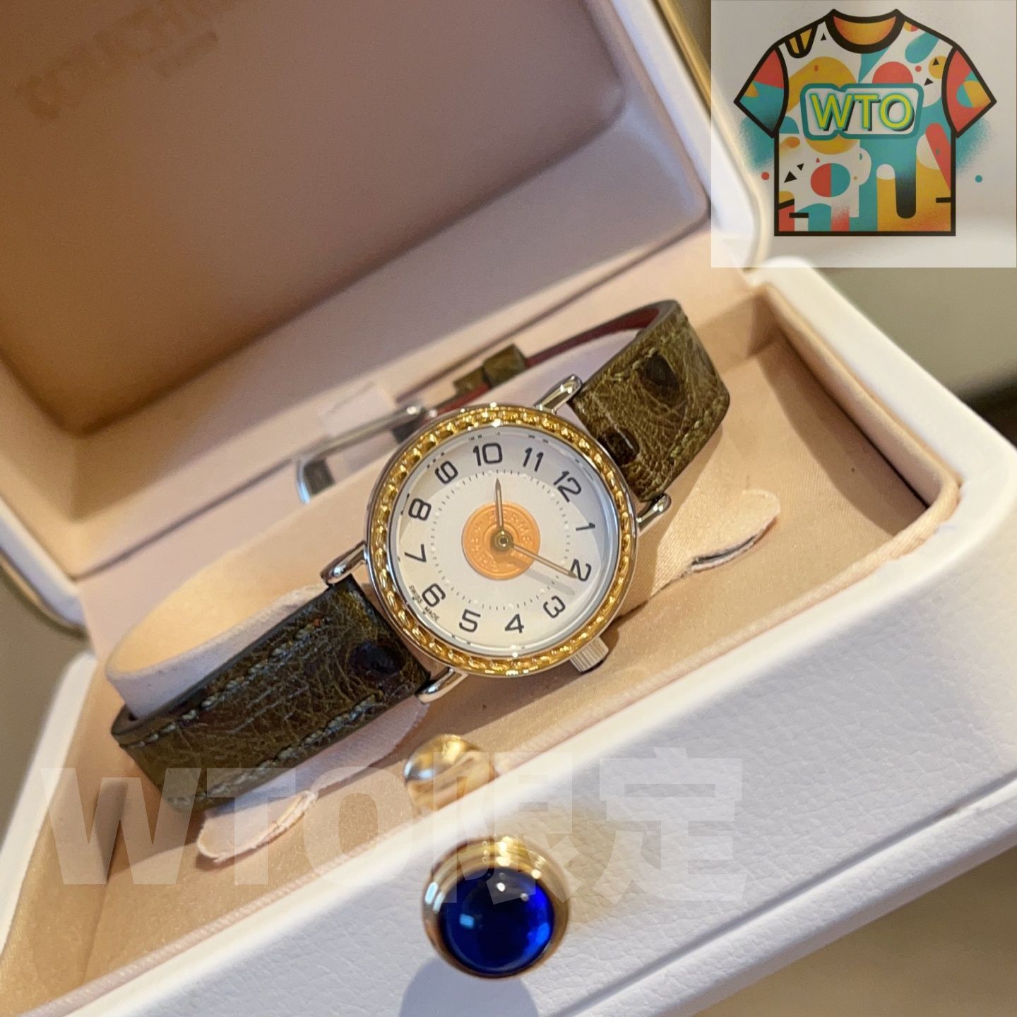 今日 Herm s エルメス 金貨つるまき 時計 独占的なダチョウ皮ストラップを搭載