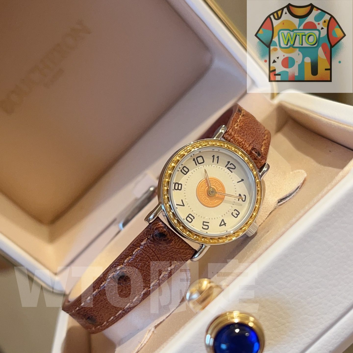  今日 Herm s エルメス 金貨つるまき 時計 独占的なダチョウ皮ストラップを搭載 腕時計(デジタル) 時計