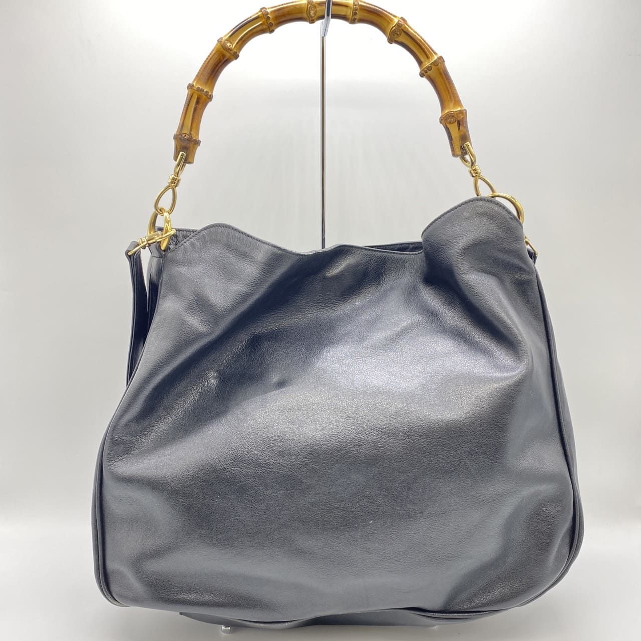 GUCCI グッチ ハンドバッグ ショルダーバッグ 2way バンブー レザー ブラック グッチ ヴィンテージ レディース メンズ