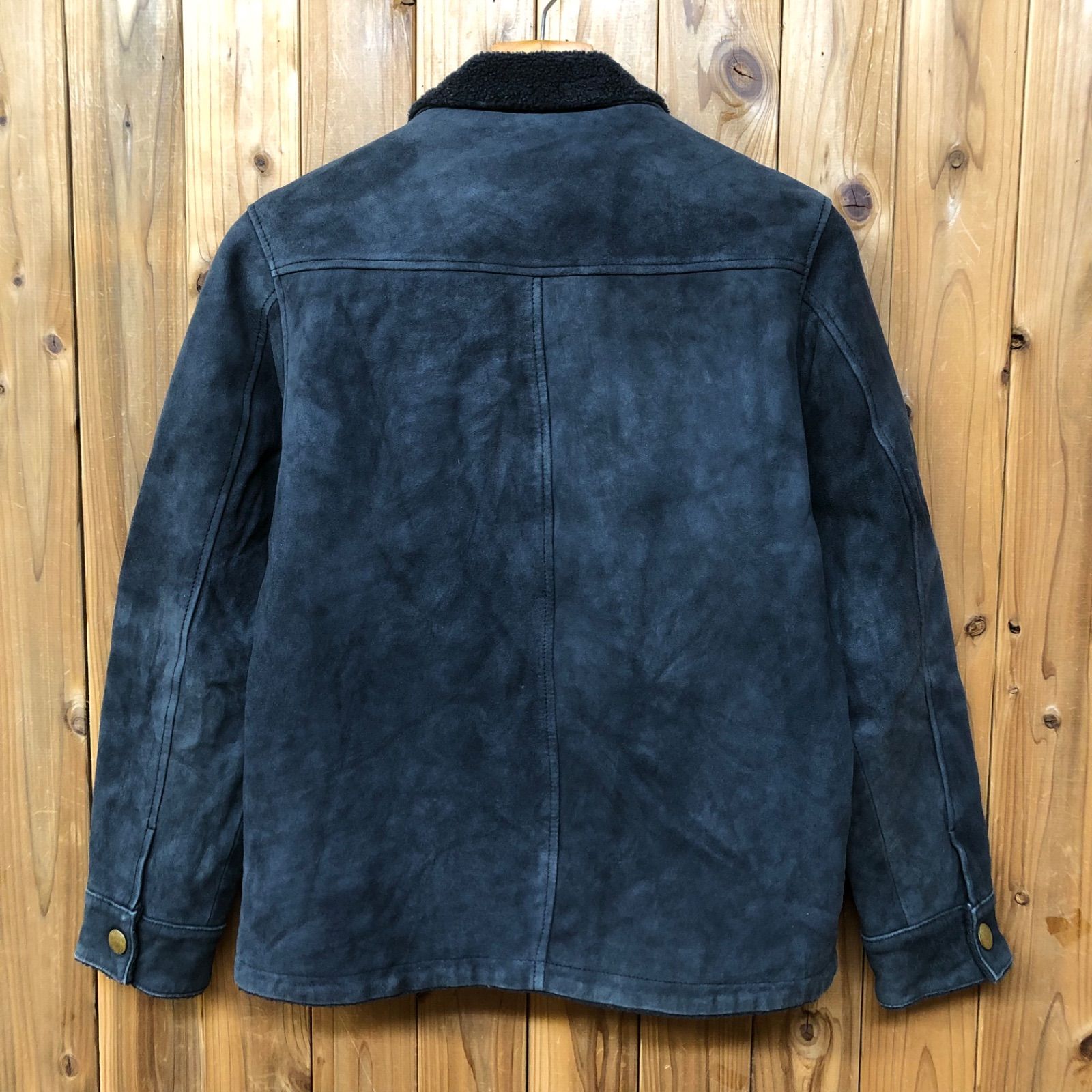 NEIGHBORHOOD STORM GL-JKT ネイバーフッド メンズ S レザージャケット 山羊革 裏フリース 防寒 ゴートレザー ネイビー系 ジャンパー アウター