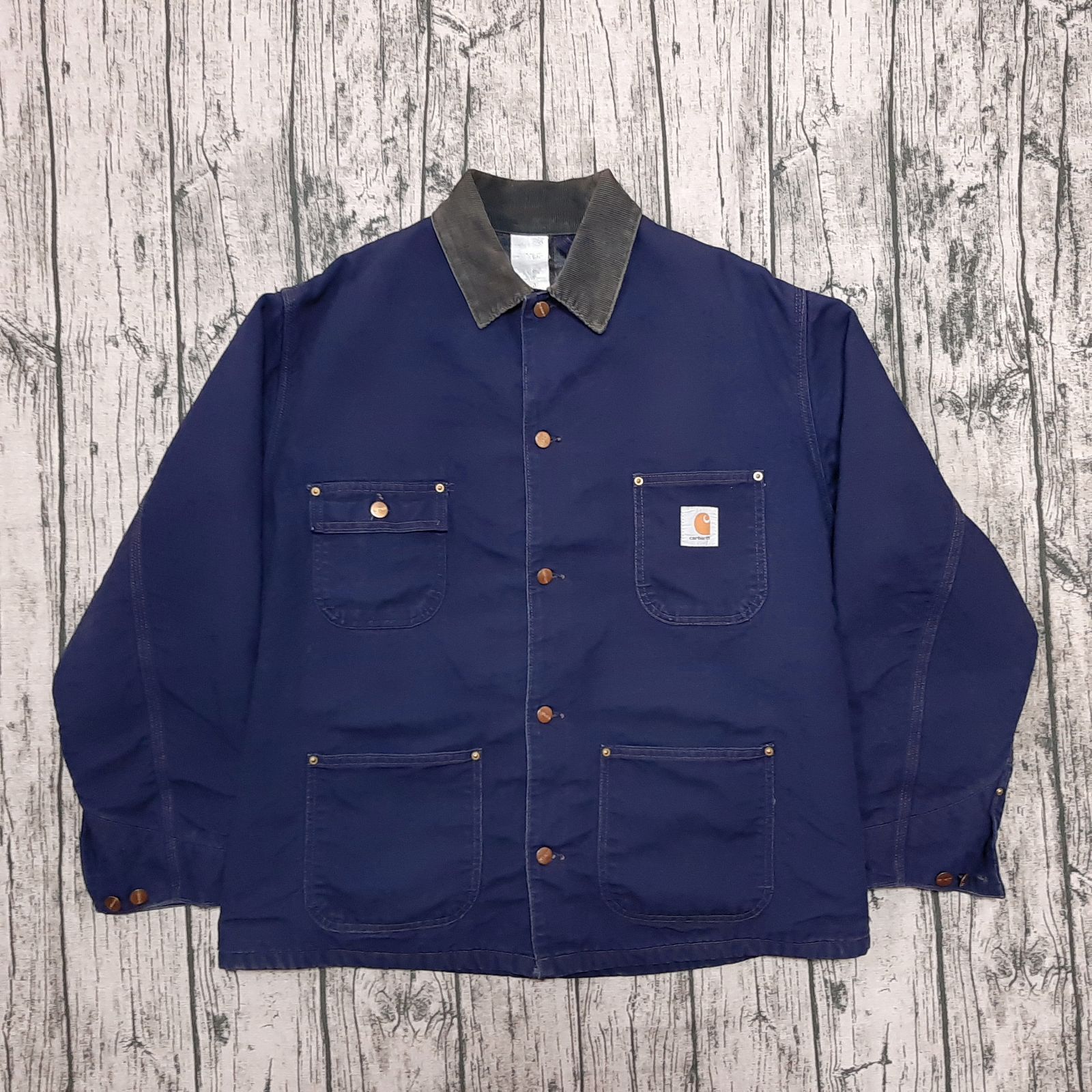size 44】米国製 90s Carhartt ミシガンチョアコート ネイビー 星タグ