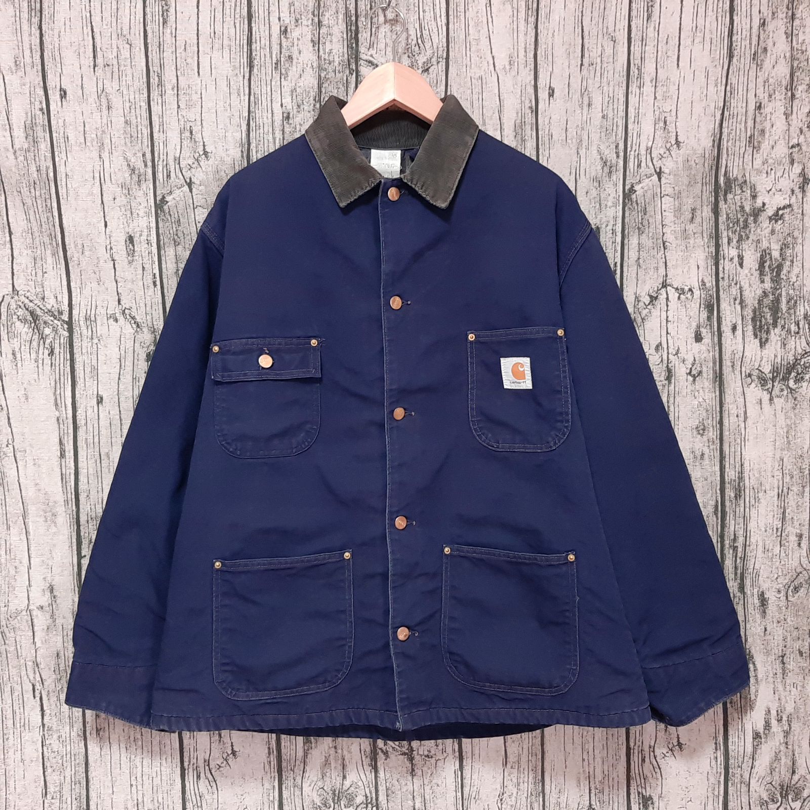 size 44】米国製 90s Carhartt ミシガンチョアコート ネイビー 星タグ