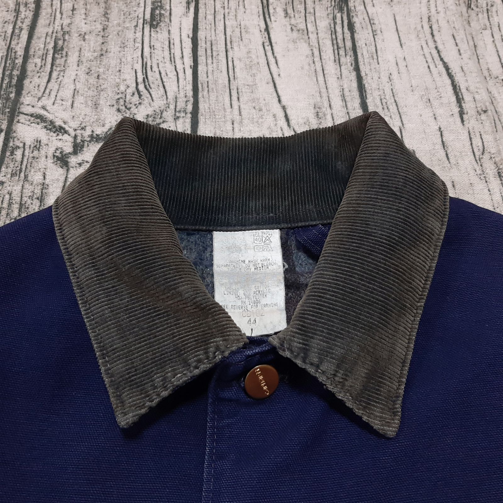 size 44】米国製 90s Carhartt ミシガンチョアコート ネイビー 星タグ