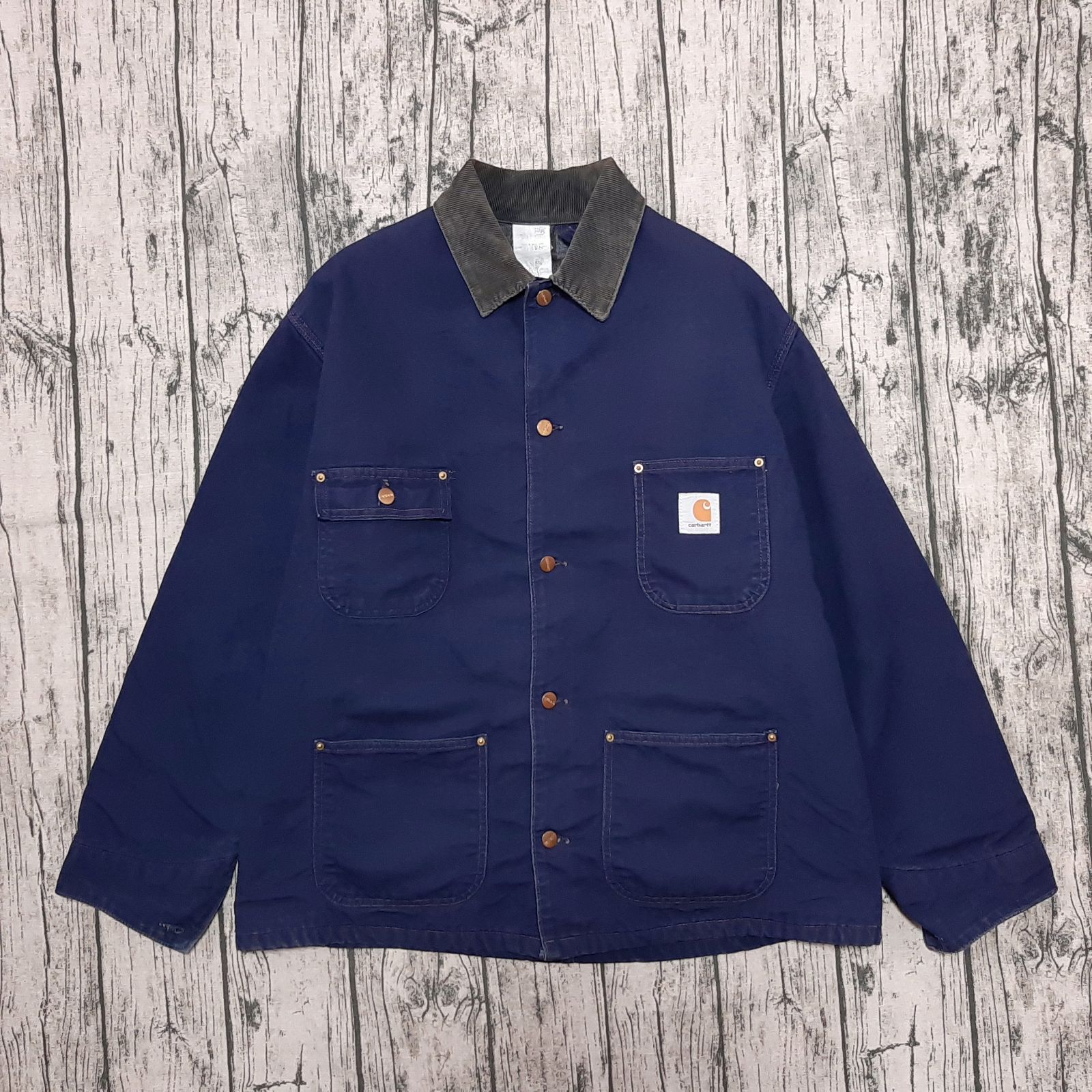 size 44】米国製 90s Carhartt ミシガンチョアコート ネイビー 星タグ