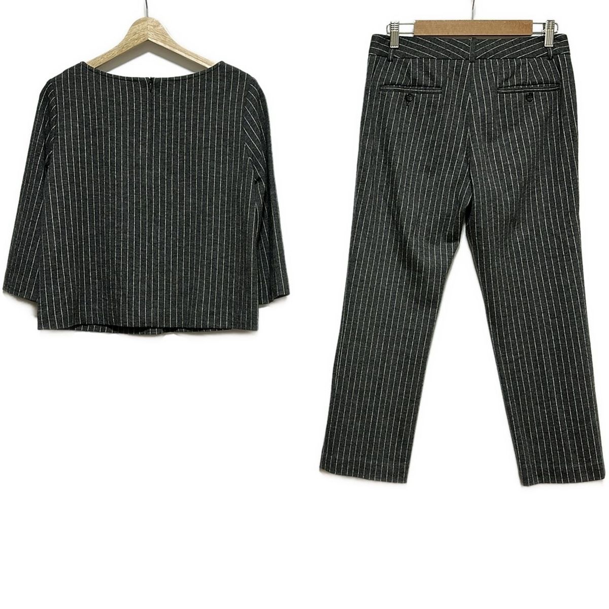 theory luxe セオリーリュクス レディースパンツセットアップ レディース - グレー×白 ストライプ