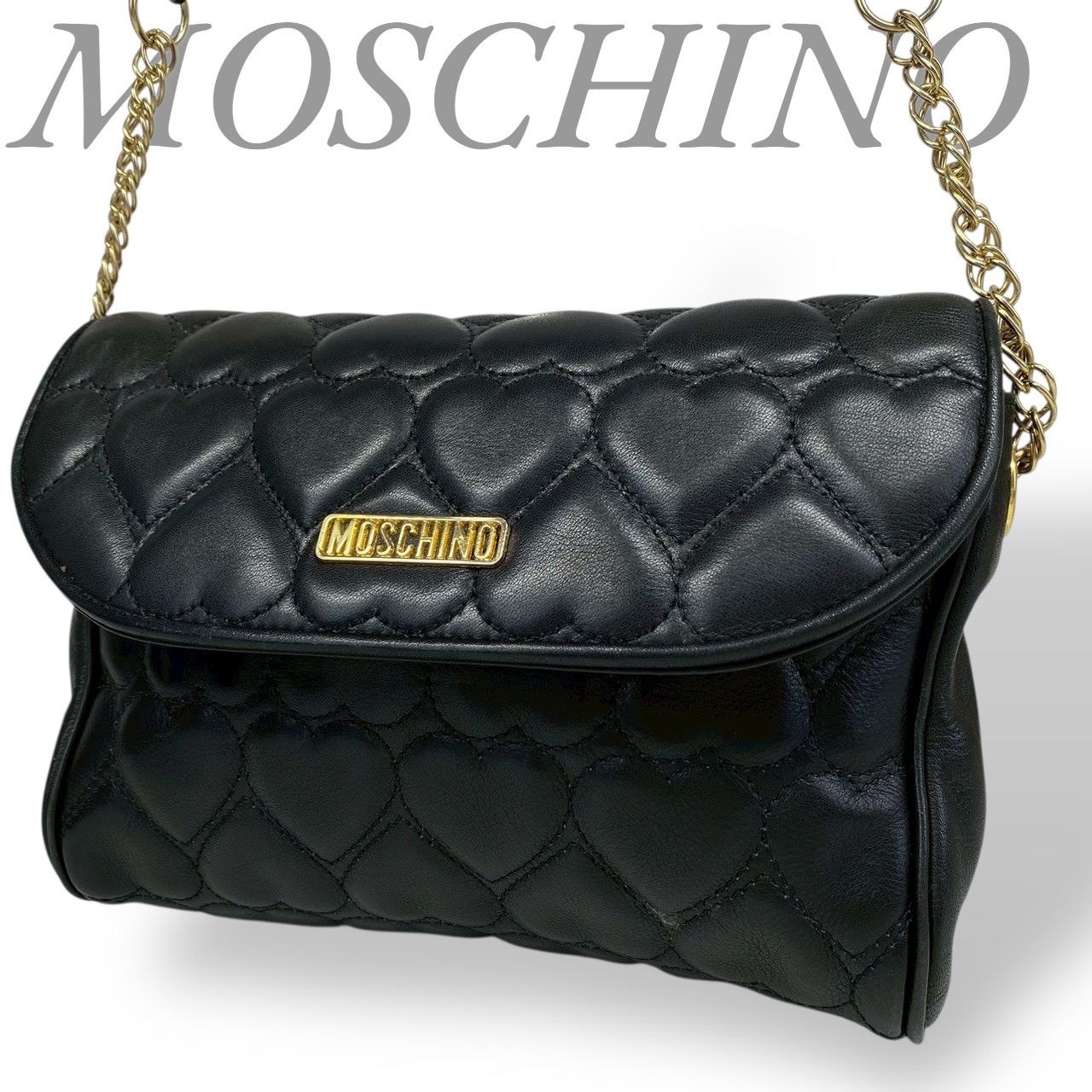 B4097】MOSCHINO モスキーノ ショルダーバッグ レザー ブラック B4097】MOSCHINO モスキーノ ショルダーバッグ レザー ブラック