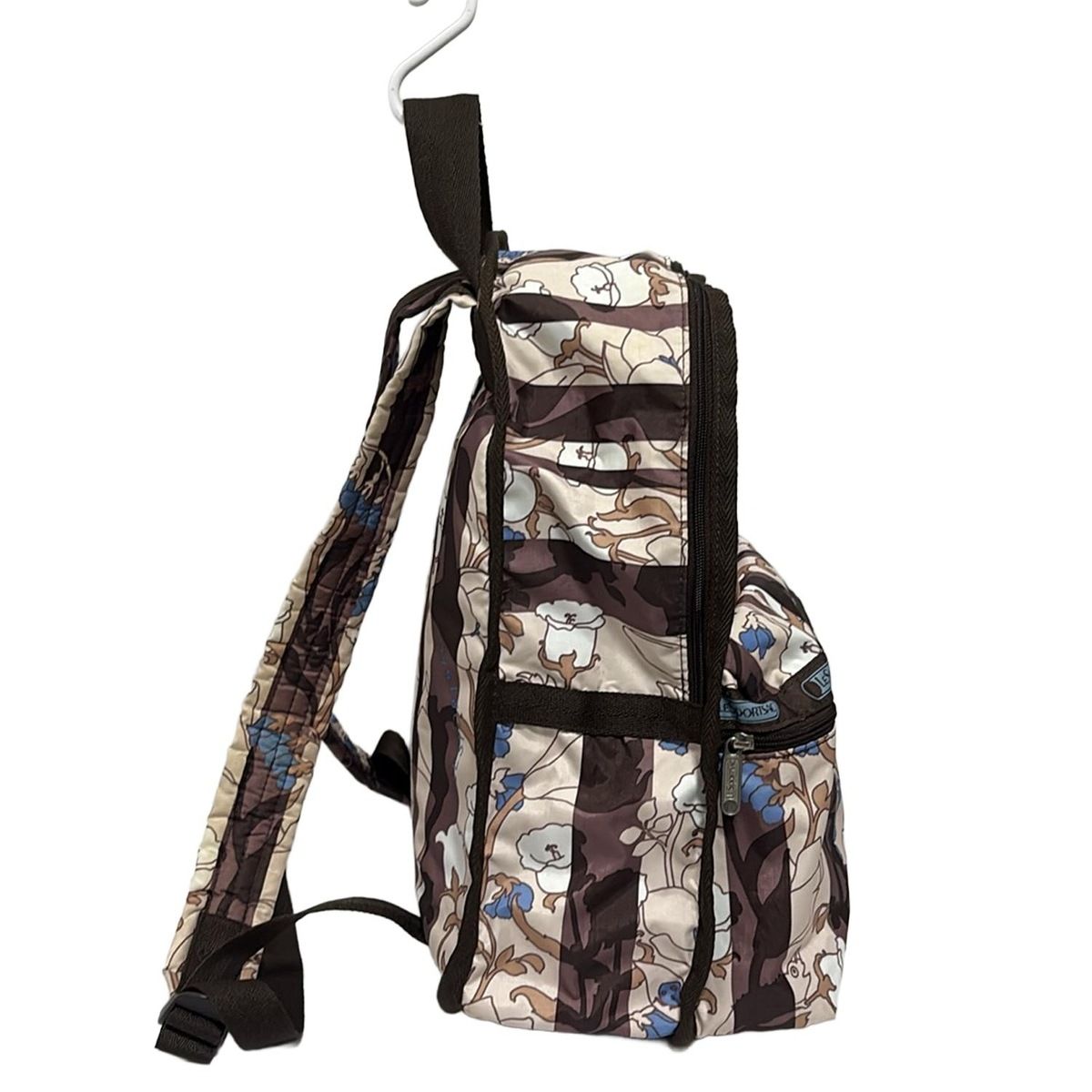 LESPORTSAC レスポートサック リュックサック - ベージュ×ブラウン×マルチ ストライプ 花柄