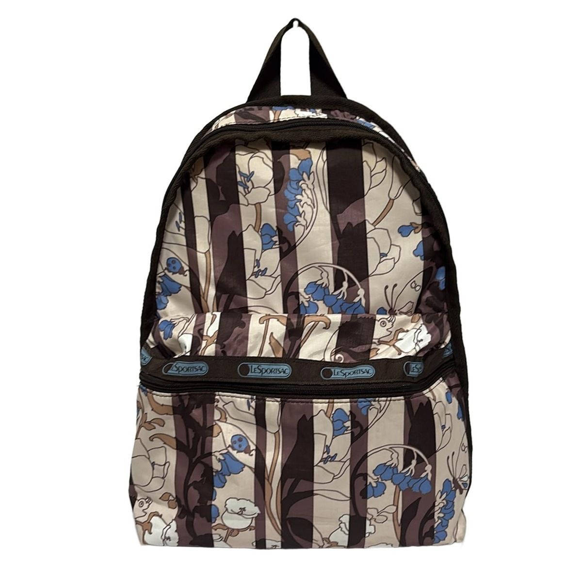 LESPORTSAC レスポートサック リュックサック - ベージュ×ブラウン×マルチ ストライプ 花柄
