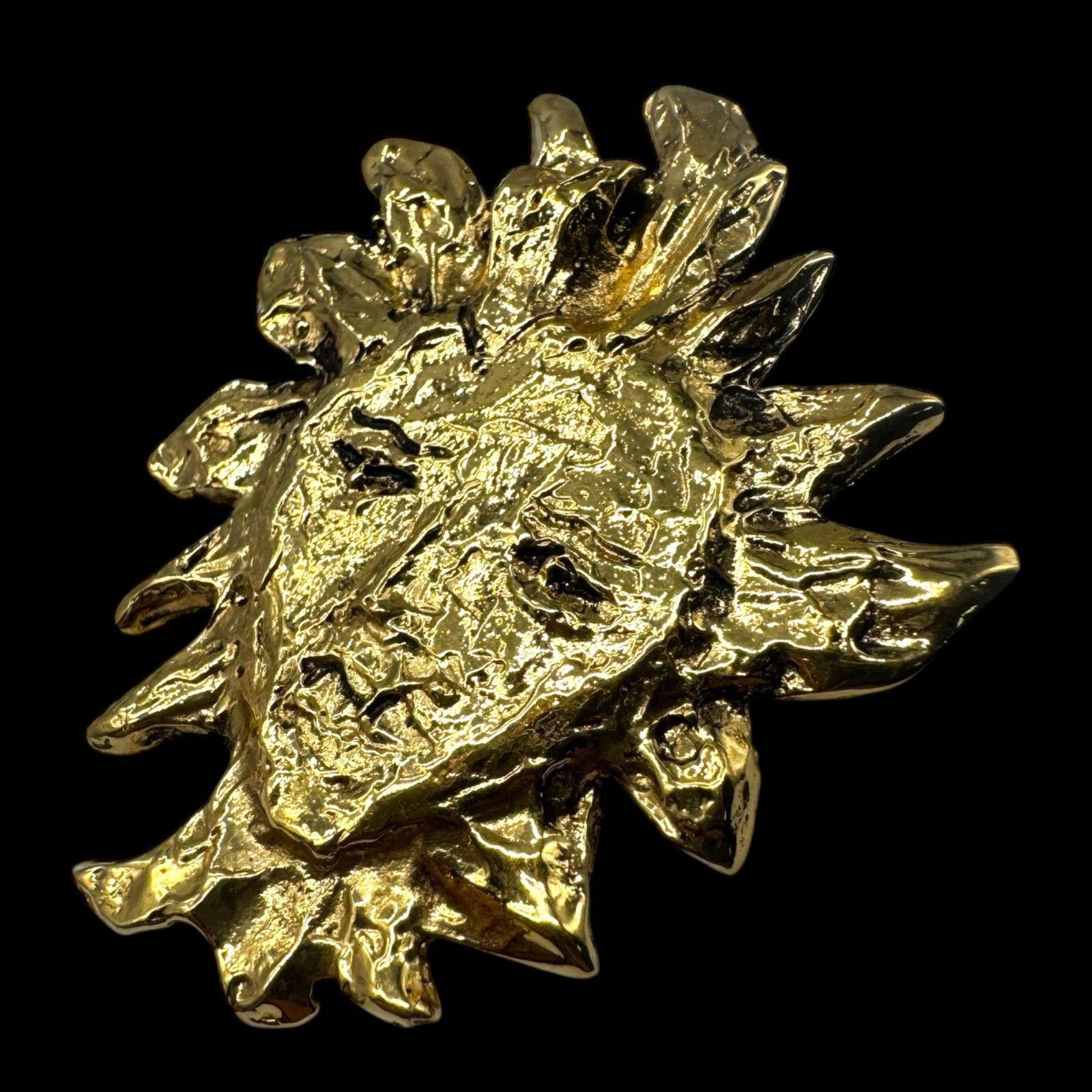 Yves Saint Lauren イヴ サンローラン 大ぶり 太陽モチーフ ゴールド ブローチ ヴィンテージ ジュエリー