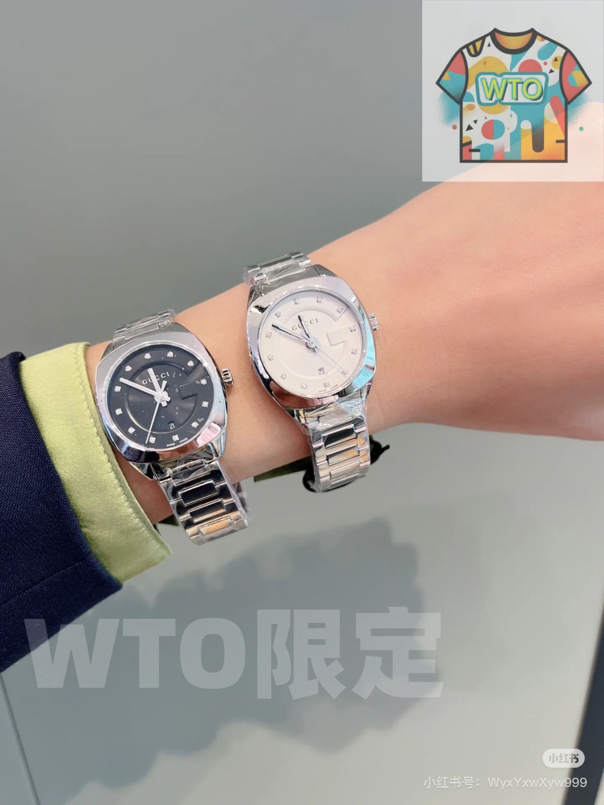  WTO通販 Gucci グッチ クラシック円方腕時計 12 個の小粒ダイヤモンドをはめ込んだ目盛り WTO輸入 FEC 86 腕時計(デジタル) 時計