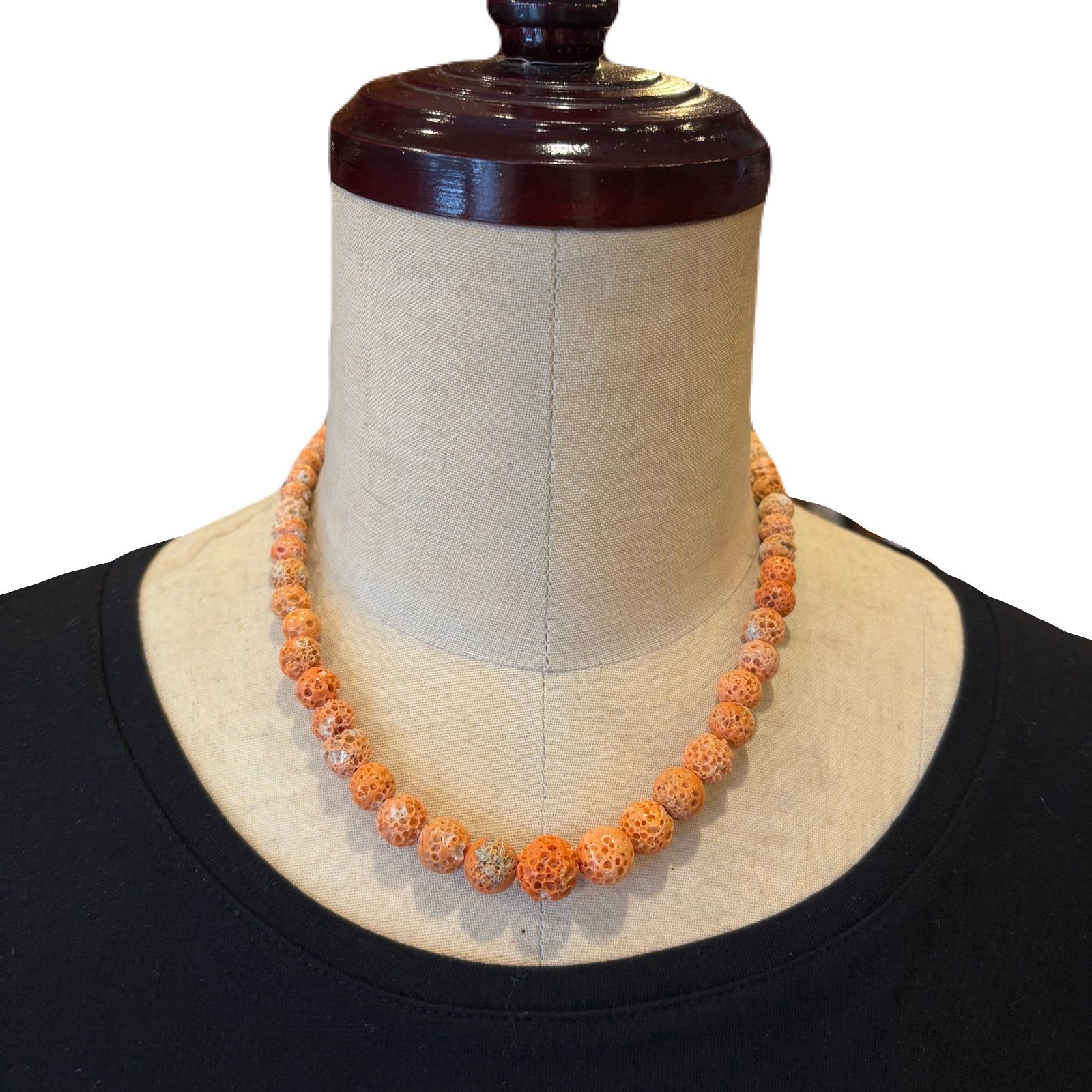 天然桃珊瑚のナチュラル原木珠ネックレス 45cm シルバー金具 - メルカリ