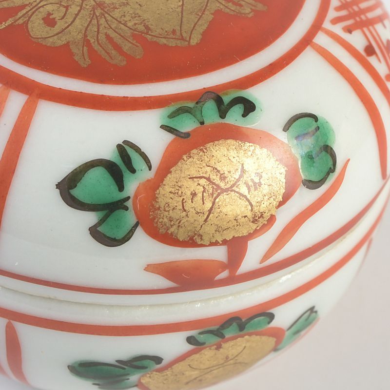 茶道具 九谷焼 和平造 永楽赤絵金彩 香合 共箱 C S265 - メルカリ