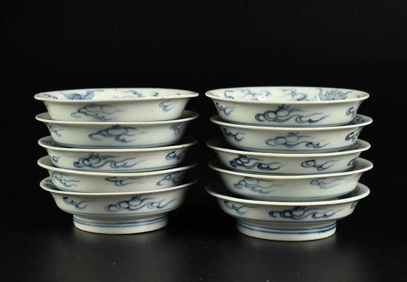 蔵A4313】古伊万里 染付 雲龍図 小皿 十客 - メルカリ