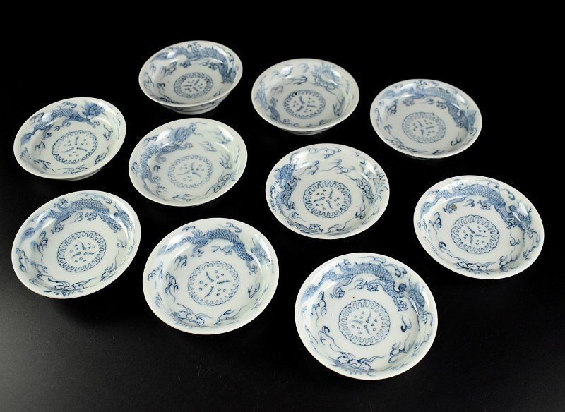 蔵A4313】古伊万里 染付 雲龍図 小皿 十客 - メルカリ