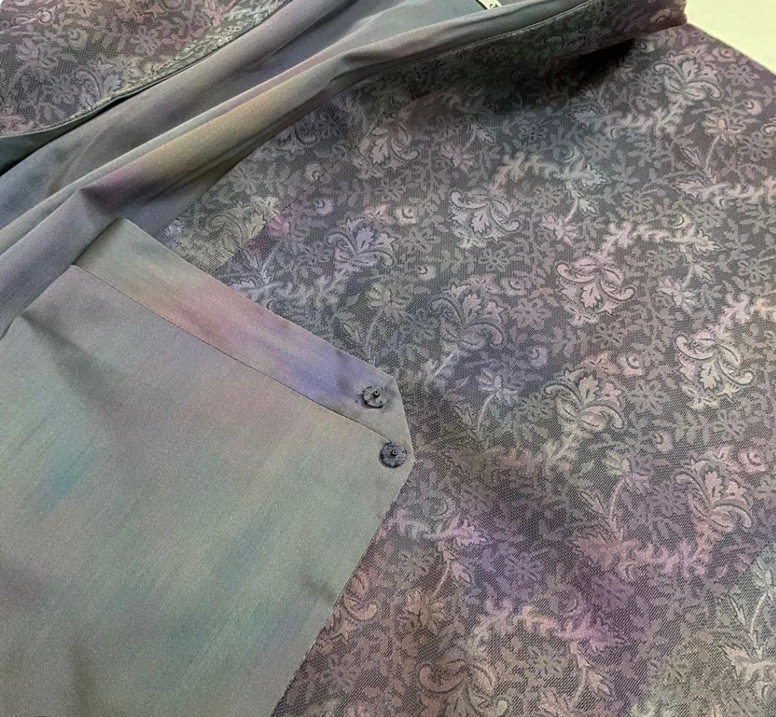  kimono one kimonoarisa 厳選 センスの良い暈し染ロング道行きコート えり善 袷 紫 裄長 ロング 正絹 裄67.5丈91.5 羽織 着物 浴衣