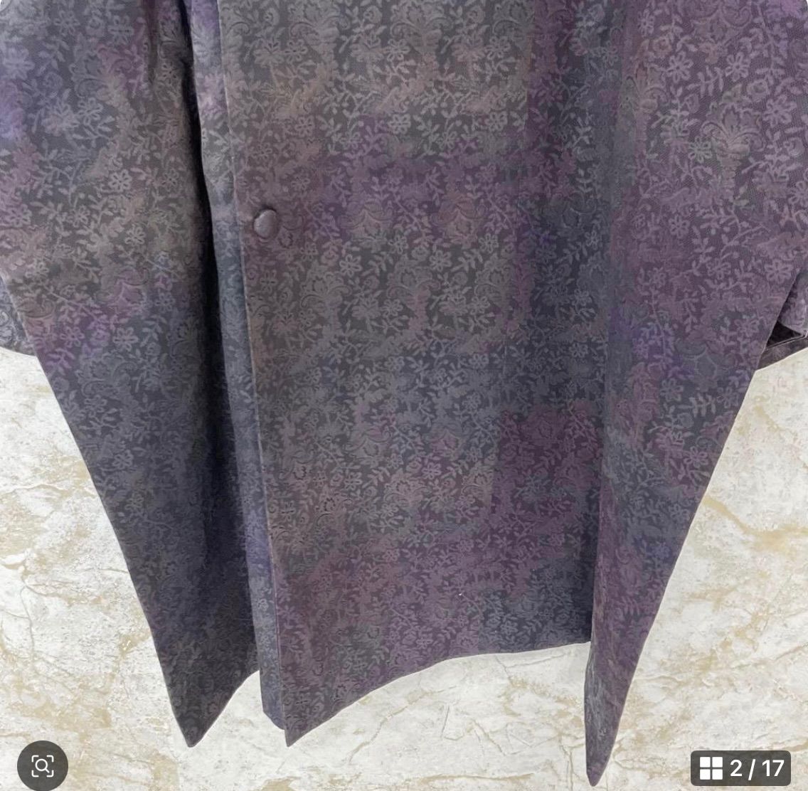 kimono one kimonoarisa 厳選 センスの良い暈し染ロング道行きコート えり善 袷 紫 裄長 ロング 正絹 裄67.5丈91.5